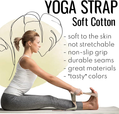 2 IN 1 Yoga & Mat Strap for Stretching – Cotton – 6/8/10 ft