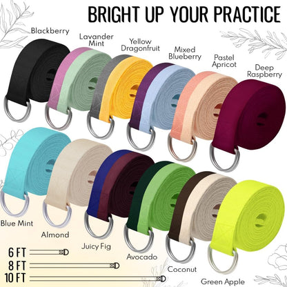 2 IN 1 Yoga & Mat Strap for Stretching – Cotton – 6/8/10 ft