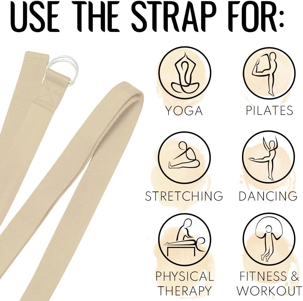 2 IN 1 Yoga & Mat Strap for Stretching – Cotton – 6/8/10 ft