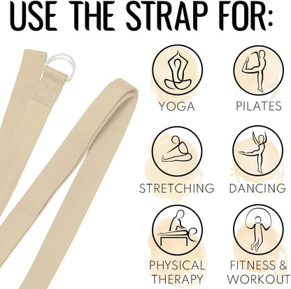 2 IN 1 Yoga & Mat Strap for Stretching – Cotton – 6/8/10 ft