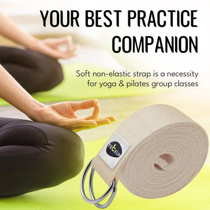 2 IN 1 Yoga & Mat Strap for Stretching – Cotton – 6/8/10 ft