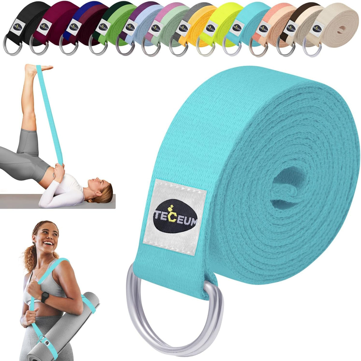 2 IN 1 Yoga & Mat Strap for Stretching – Cotton – 6/8/10 ft