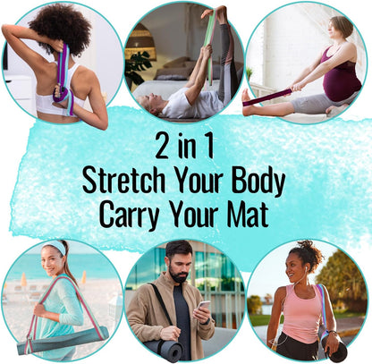 2 IN 1 Yoga & Mat Strap for Stretching – Cotton – 6/8/10 ft