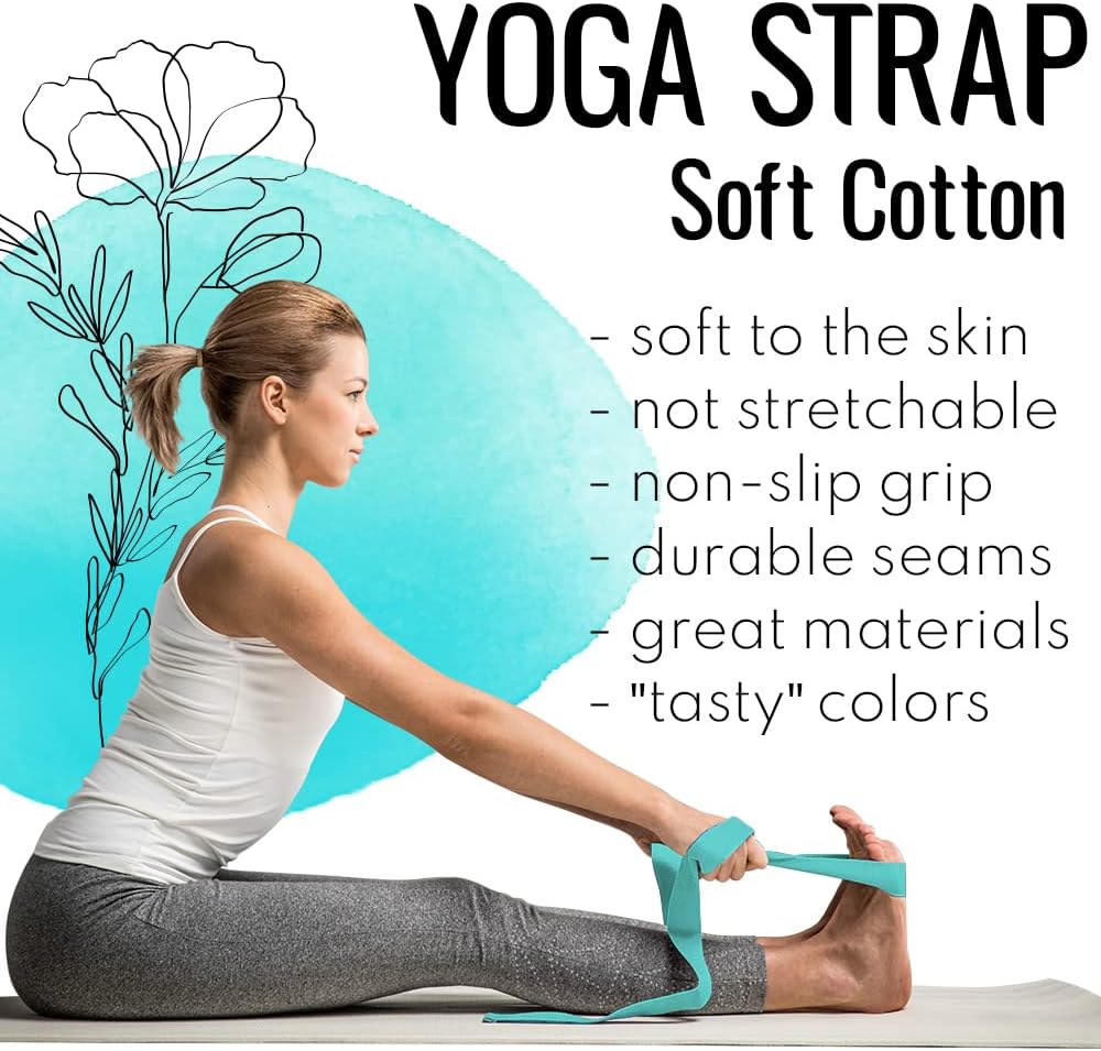 2 IN 1 Yoga & Mat Strap for Stretching – Cotton – 6/8/10 ft