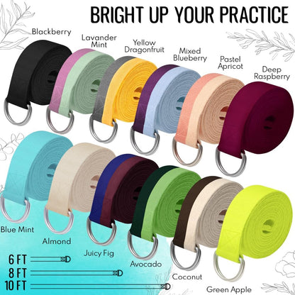 2 IN 1 Yoga & Mat Strap for Stretching – Cotton – 6/8/10 ft