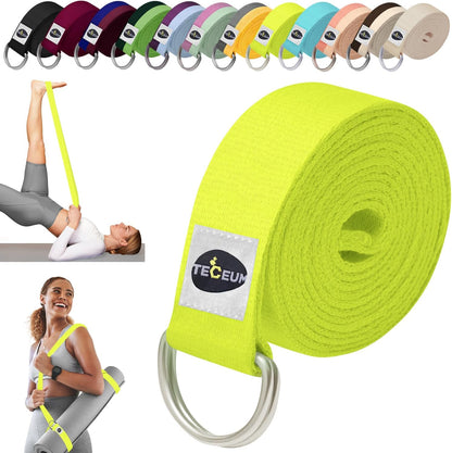 2 IN 1 Yoga & Mat Strap for Stretching – Cotton – 6/8/10 ft