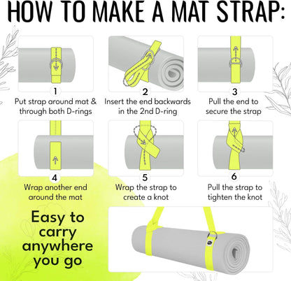 2 IN 1 Yoga & Mat Strap for Stretching – Cotton – 6/8/10 ft