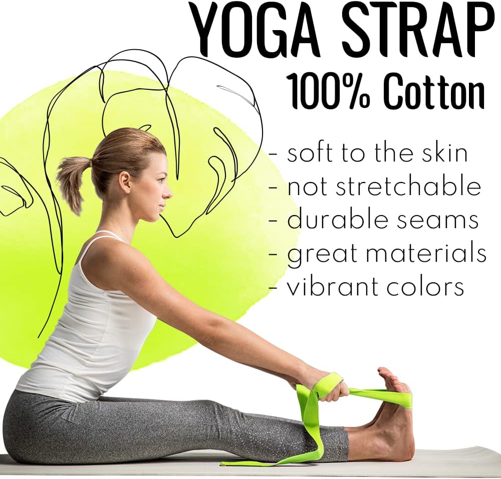 2 IN 1 Yoga & Mat Strap for Stretching – Cotton – 6/8/10 ft