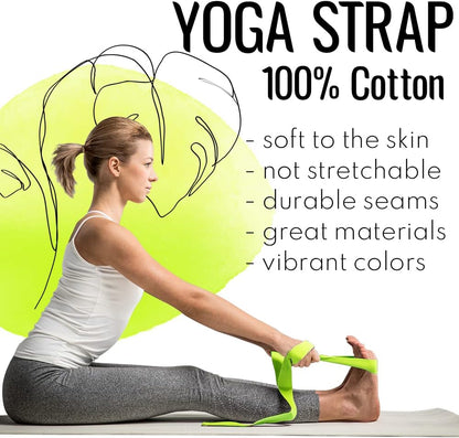 2 IN 1 Yoga & Mat Strap for Stretching – Cotton – 6/8/10 ft