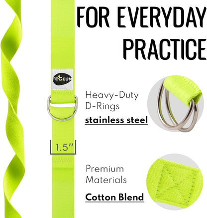 2 IN 1 Yoga & Mat Strap for Stretching – Cotton – 6/8/10 ft