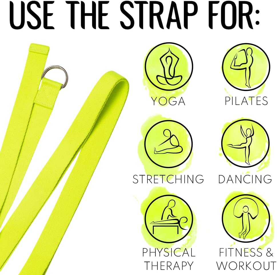 2 IN 1 Yoga & Mat Strap for Stretching – Cotton – 6/8/10 ft