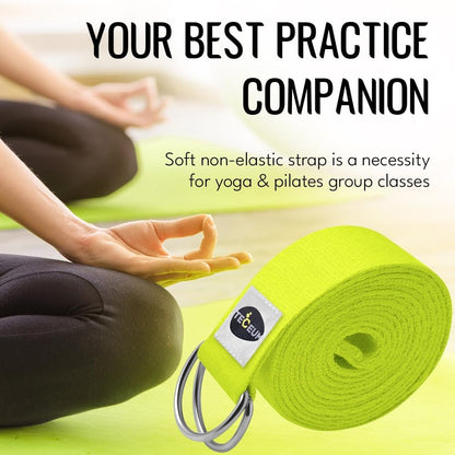 2 IN 1 Yoga & Mat Strap for Stretching – Cotton – 6/8/10 ft