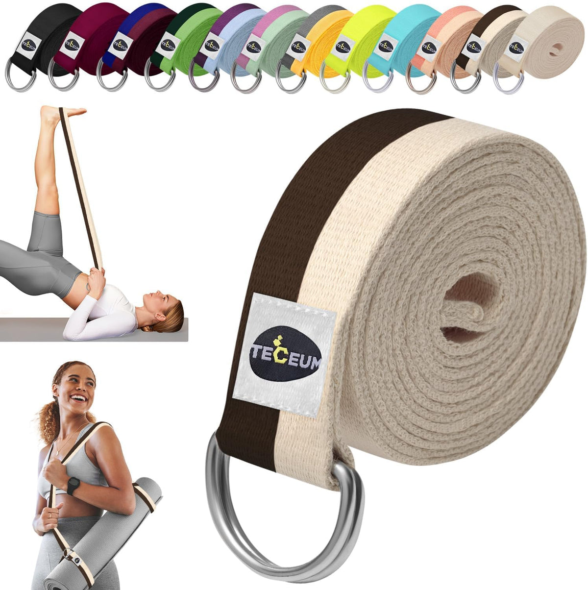 2 IN 1 Yoga & Mat Strap for Stretching – Cotton – 6/8/10 ft