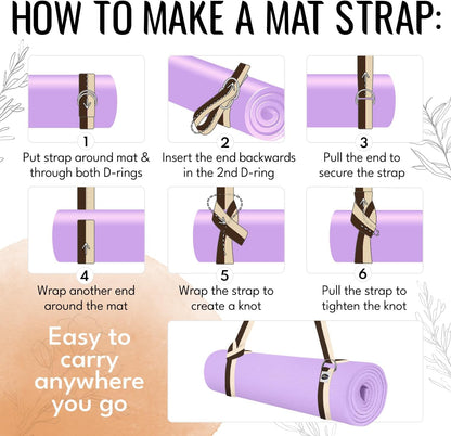 2 IN 1 Yoga & Mat Strap for Stretching – Cotton – 6/8/10 ft