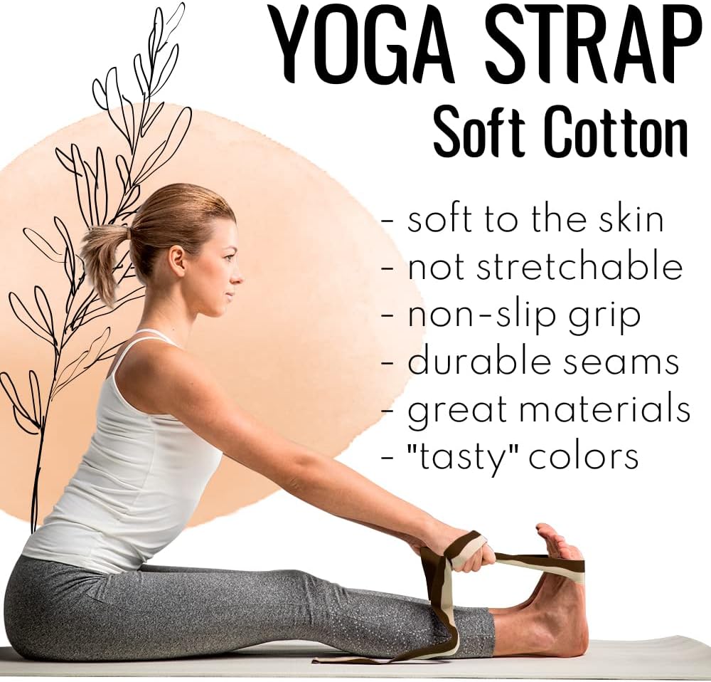 2 IN 1 Yoga & Mat Strap for Stretching – Cotton – 6/8/10 ft