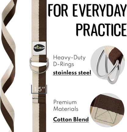 2 IN 1 Yoga & Mat Strap for Stretching – Cotton – 6/8/10 ft
