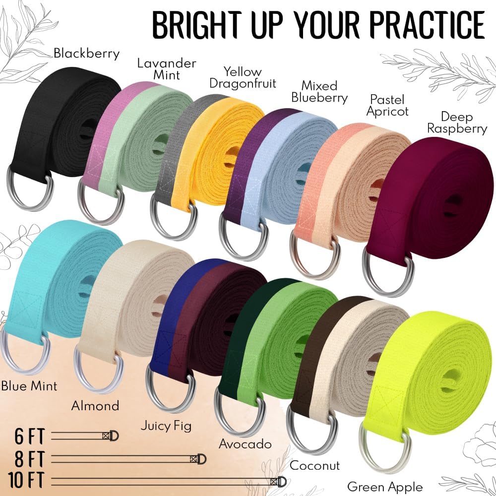 2 IN 1 Yoga & Mat Strap for Stretching – Cotton – 6/8/10 ft