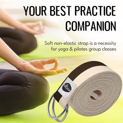 2 IN 1 Yoga & Mat Strap for Stretching – Cotton – 6/8/10 ft