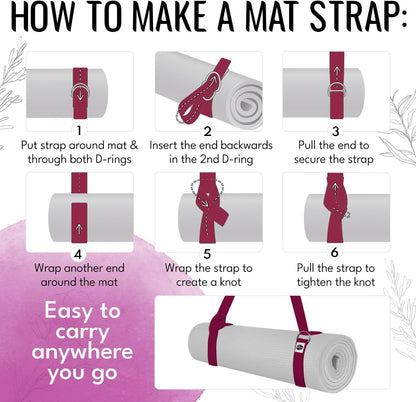 2 IN 1 Yoga & Mat Strap for Stretching – Cotton – 6/8/10 ft