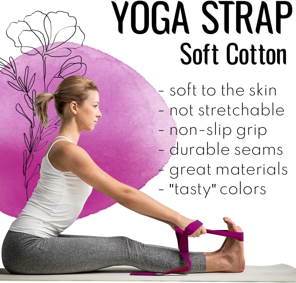 2 IN 1 Yoga & Mat Strap for Stretching – Cotton – 6/8/10 ft