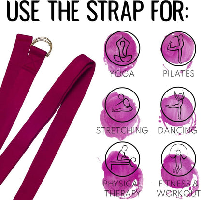 2 IN 1 Yoga & Mat Strap for Stretching – Cotton – 6/8/10 ft