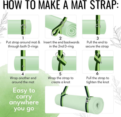 2 IN 1 Yoga & Mat Strap for Stretching – Cotton – 6/8/10 ft
