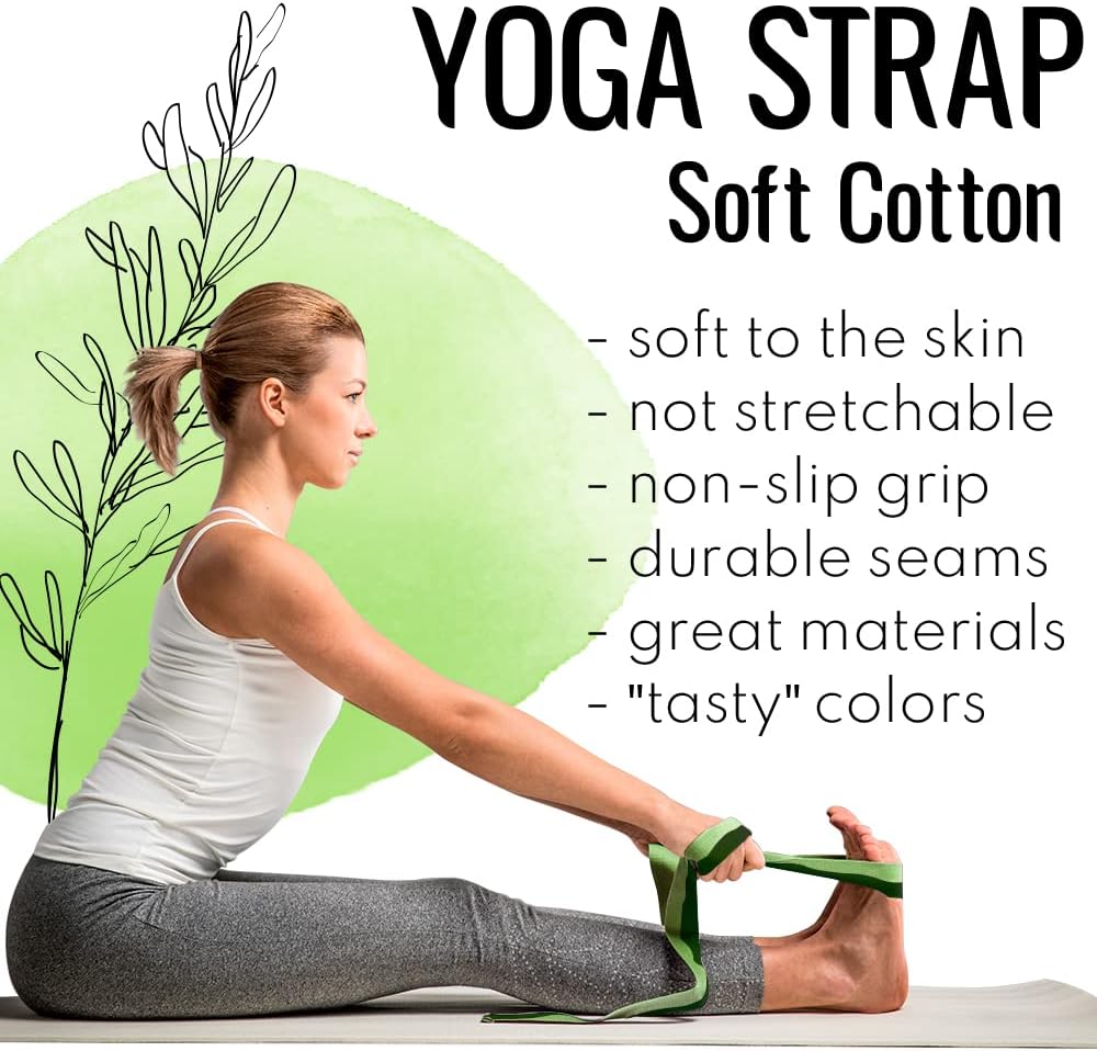 2 IN 1 Yoga & Mat Strap for Stretching – Cotton – 6/8/10 ft