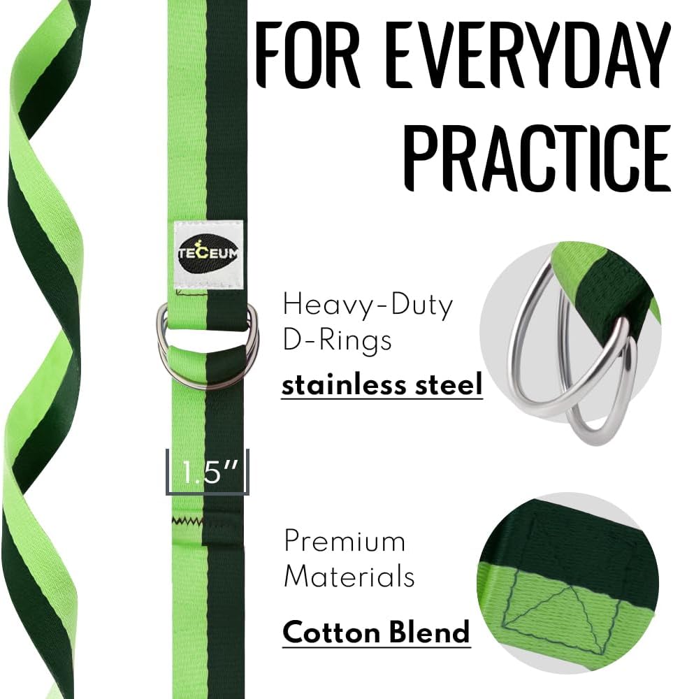 2 IN 1 Yoga & Mat Strap for Stretching – Cotton – 6/8/10 ft