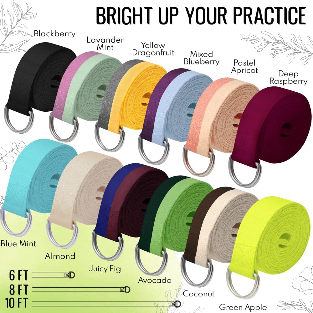 2 IN 1 Yoga & Mat Strap for Stretching – Cotton – 6/8/10 ft