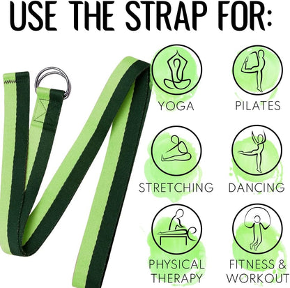 2 IN 1 Yoga & Mat Strap for Stretching – Cotton – 6/8/10 ft