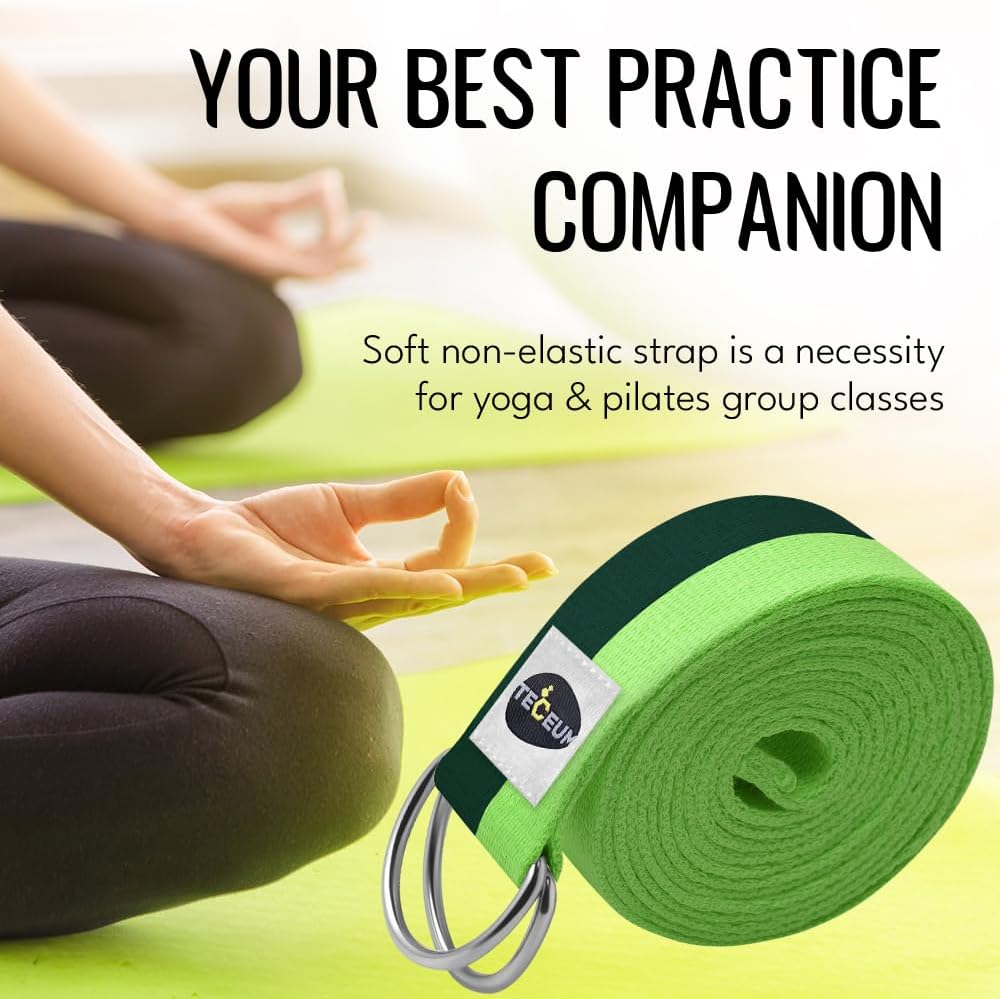 2 IN 1 Yoga & Mat Strap for Stretching – Cotton – 6/8/10 ft