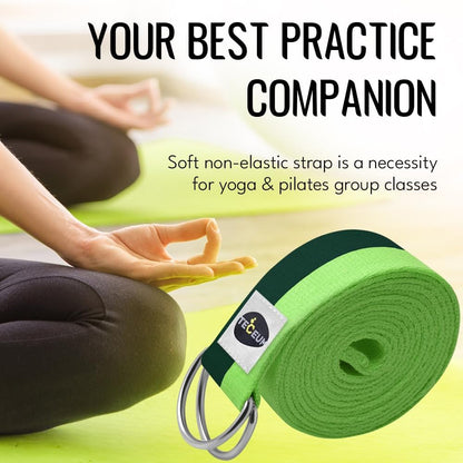 2 IN 1 Yoga & Mat Strap for Stretching – Cotton – 6/8/10 ft