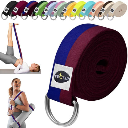 2 IN 1 Yoga & Mat Strap for Stretching – Cotton – 6/8/10 ft