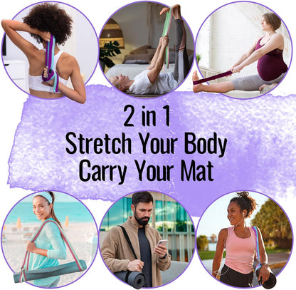 2 IN 1 Yoga & Mat Strap for Stretching – Cotton – 6/8/10 ft