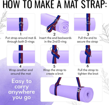 2 IN 1 Yoga & Mat Strap for Stretching – Cotton – 6/8/10 ft