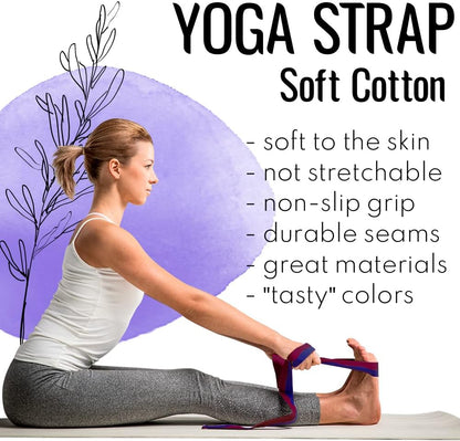 2 IN 1 Yoga & Mat Strap for Stretching – Cotton – 6/8/10 ft
