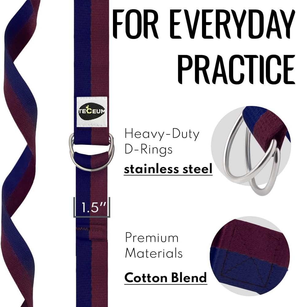 2 IN 1 Yoga & Mat Strap for Stretching – Cotton – 6/8/10 ft