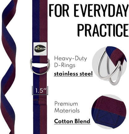 2 IN 1 Yoga & Mat Strap for Stretching – Cotton – 6/8/10 ft