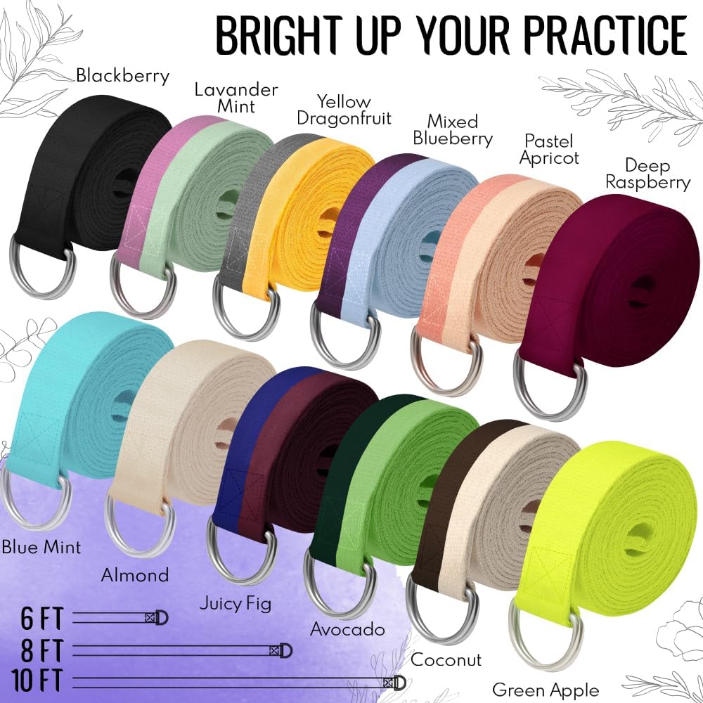 2 IN 1 Yoga & Mat Strap for Stretching – Cotton – 6/8/10 ft