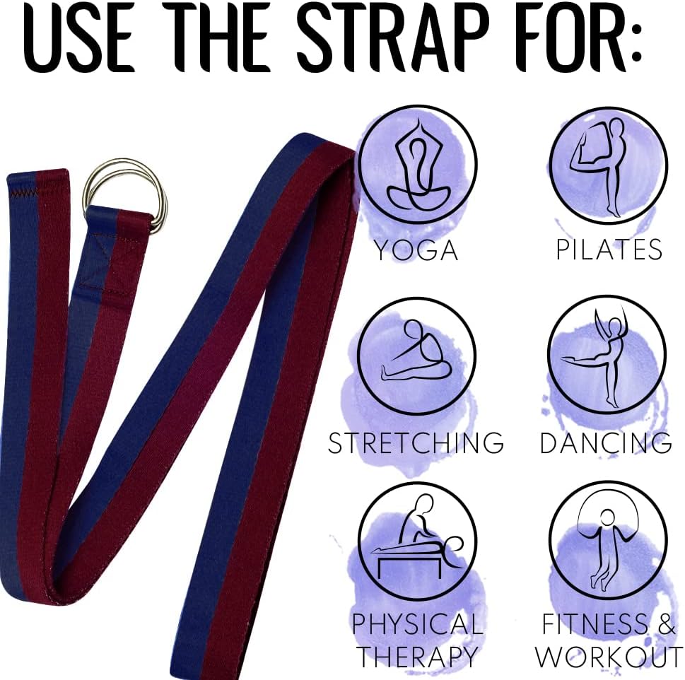 2 IN 1 Yoga & Mat Strap for Stretching – Cotton – 6/8/10 ft