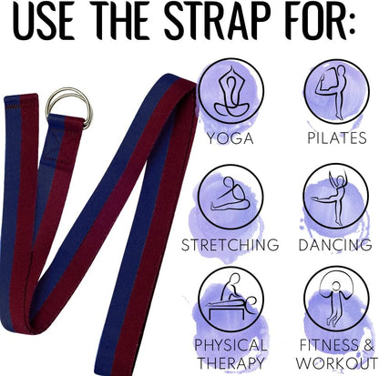 2 IN 1 Yoga & Mat Strap for Stretching – Cotton – 6/8/10 ft