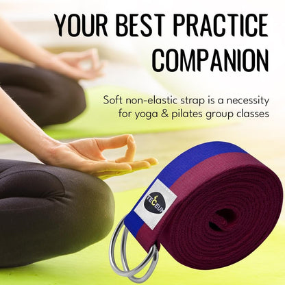 2 IN 1 Yoga & Mat Strap for Stretching – Cotton – 6/8/10 ft