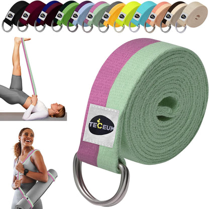 2 IN 1 Yoga & Mat Strap for Stretching – Cotton – 6/8/10 ft