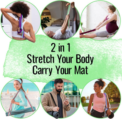 2 IN 1 Yoga & Mat Strap for Stretching – Cotton – 6/8/10 ft