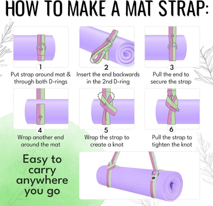 2 IN 1 Yoga & Mat Strap for Stretching – Cotton – 6/8/10 ft