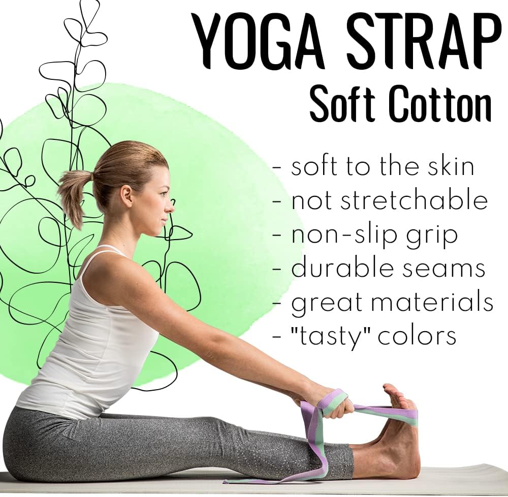 2 IN 1 Yoga & Mat Strap for Stretching – Cotton – 6/8/10 ft