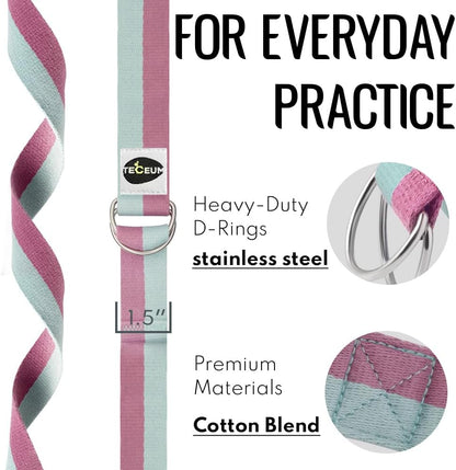 2 IN 1 Yoga & Mat Strap for Stretching – Cotton – 6/8/10 ft