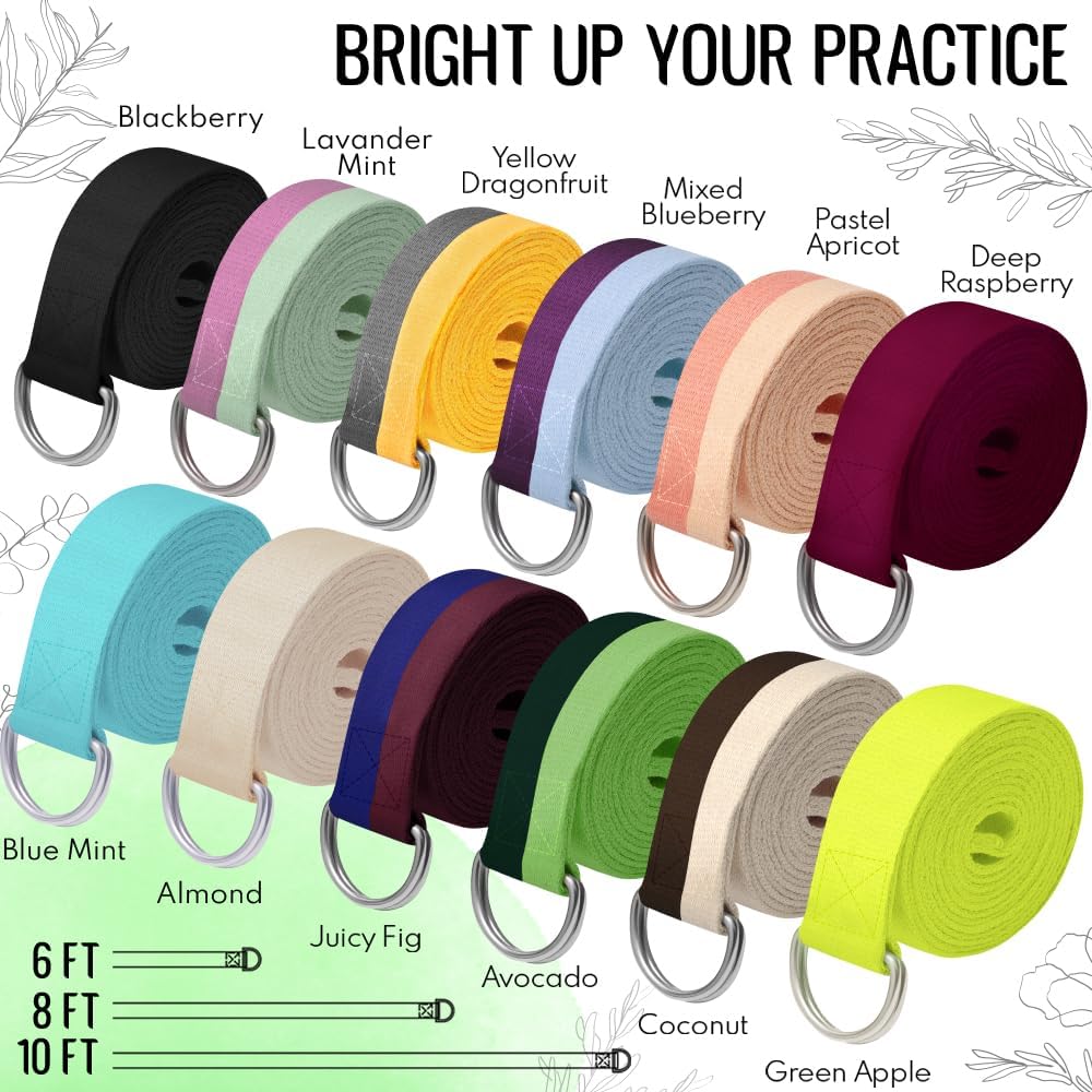 2 IN 1 Yoga & Mat Strap for Stretching – Cotton – 6/8/10 ft