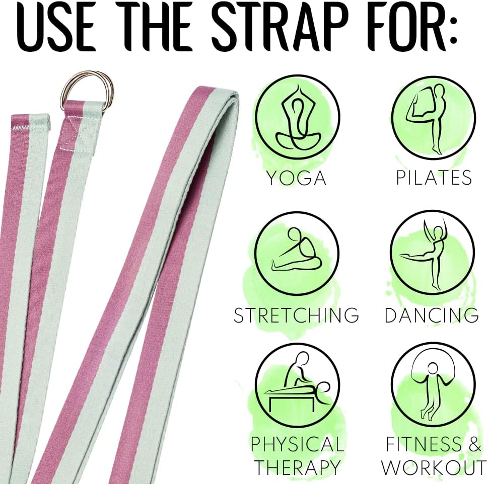 2 IN 1 Yoga & Mat Strap for Stretching – Cotton – 6/8/10 ft