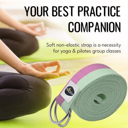 2 IN 1 Yoga & Mat Strap for Stretching – Cotton – 6/8/10 ft
